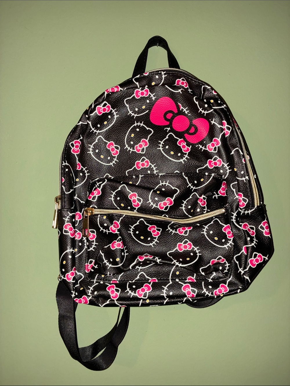 Hello Kitty Black & Hot Pink Mini Backpack with Bow Accent